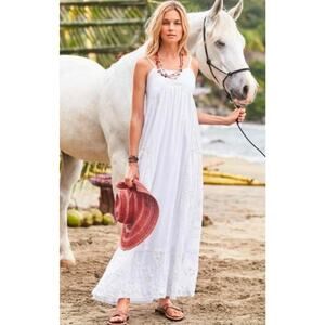 Sundance White Julietta Embroidered Maxi Dress Size Small